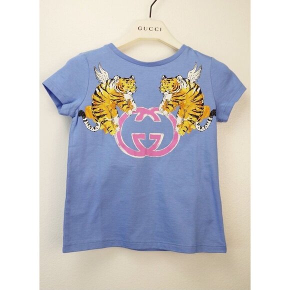 NWT Gucci GG winged tiger t-shirt in blue Size 4 - Picture 4 of 9
